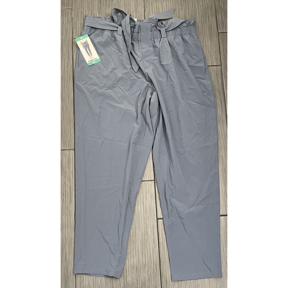 32 Degrees Women’s Tie Front Travel Pants Pockets Size XL Grisaille (Blue/Gray)